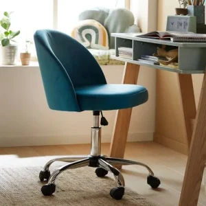 Chaise De Bureau à Roulettes Enfant En Velours Bleu/vert – Vertbaudet 9