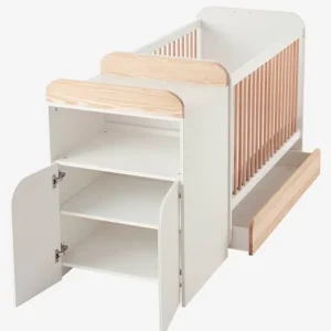 Lit Combiné évolutif Avec Rangements Et Table à Langer LIGNE ECLIPSE Blanc / Bois – Vertbaudet 12