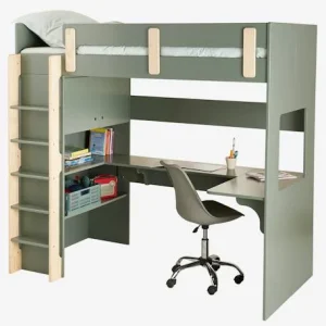 Lit Mezzanine Avec Bureau Et Rangement LIGNE EVEREST Kaki – Vertbaudet 18